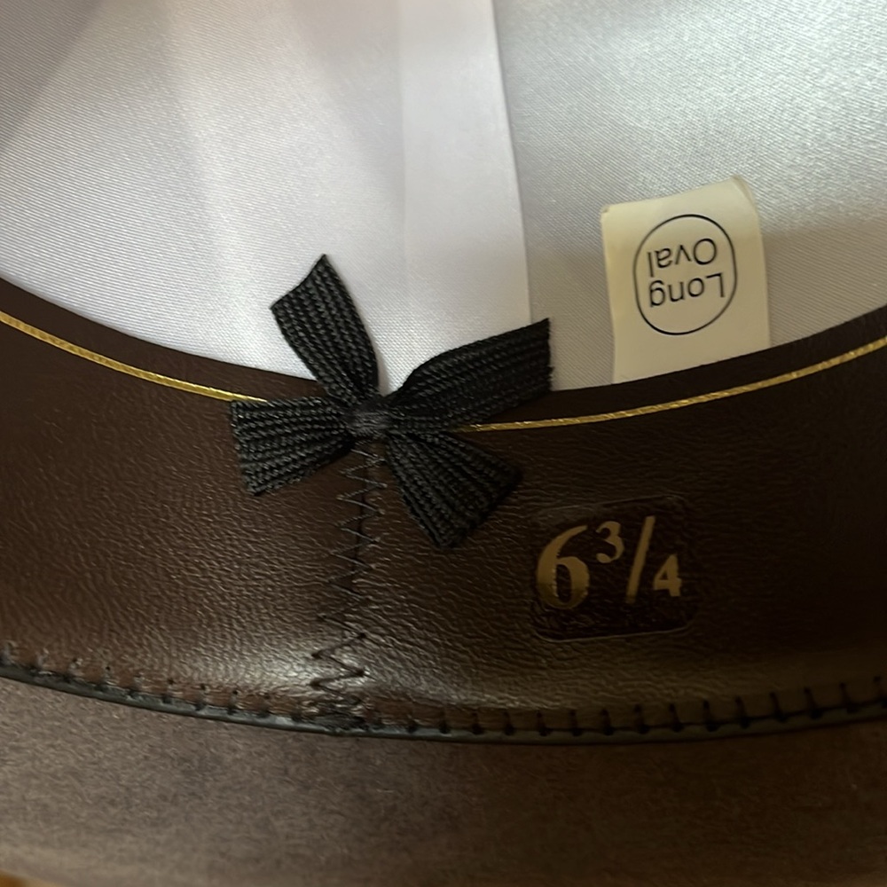 size 6 3/4 long oval shape Gray Cowboy Cowgirl Felt Hat - Picture 4 of 5